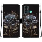 For Infinix Hot 12 Play Crystal Texture Colored Drawing Leather Phone Case(Black Rose) - 1