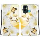 For Infinix Hot 12 Play Crystal Texture Colored Drawing Leather Phone Case(Gold Butterfly Epiphyllum) - 1