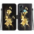 For Infinix Hot 12 Pro Crystal Texture Colored Drawing Leather Phone Case(Gold Butterfly Rose) - 1