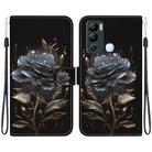 For Infinix Hot 12i Crystal Texture Colored Drawing Leather Phone Case(Black Rose) - 1