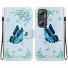 For Infinix Hot 20 Crystal Texture Colored Drawing Leather Phone Case(Blue Pansies) - 1