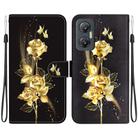 For Infinix Hot 20 5G Crystal Texture Colored Drawing Leather Phone Case(Gold Butterfly Rose) - 1