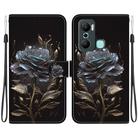 For Infinix Hot 20 Play Crystal Texture Colored Drawing Leather Phone Case(Black Rose) - 1