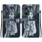 For Infinix Hot 20 Play Crystal Texture Colored Drawing Leather Phone Case(Cat Tiger Reflection) - 1