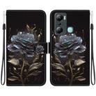 For Infinix Hot 20i Crystal Texture Colored Drawing Leather Phone Case(Black Rose) - 1