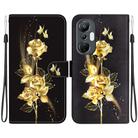 For Infinix Hot 20S Crystal Texture Colored Drawing Leather Phone Case(Gold Butterfly Rose) - 1