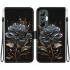 For Infinix Hot 20S Crystal Texture Colored Drawing Leather Phone Case(Black Rose) - 1