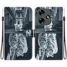 For Infinix Hot 30 Crystal Texture Colored Drawing Leather Phone Case(Cat Tiger Reflection) - 1