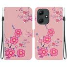 For Infinix Hot 30i X669C Crystal Texture Colored Drawing Leather Phone Case(Cherry Blossoms) - 1
