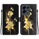 For Infinix Note 30 Crystal Texture Colored Drawing Leather Phone Case(Gold Butterfly Rose) - 1