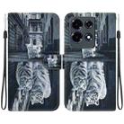 For Infinix Note 30 Crystal Texture Colored Drawing Leather Phone Case(Cat Tiger Reflection) - 1