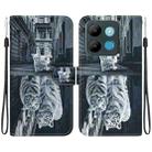 For Infinix Smart 7 Africa Crystal Texture Colored Drawing Leather Phone Case(Cat Tiger Reflection) - 1