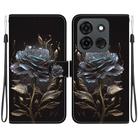 For Infinix Smart 7 Indian Crystal Texture Colored Drawing Leather Phone Case(Black Rose) - 1