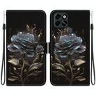 For Infinix Smart 6 Crystal Texture Colored Drawing Leather Phone Case(Black Rose) - 1