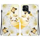 For Infinix Smart 6 Crystal Texture Colored Drawing Leather Phone Case(Gold Butterfly Epiphyllum) - 1