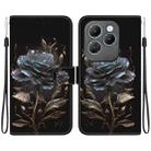 For Infinix Hot 40 / 40 Pro Crystal Texture Colored Drawing Leather Phone Case(Black Rose) - 1