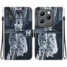 For Infinix Hot 40 / 40 Pro Crystal Texture Colored Drawing Leather Phone Case(Cat Tiger Reflection) - 1