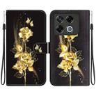For Infinix GT 20 Pro Crystal Texture Colored Drawing Leather Phone Case(Gold Butterfly Rose) - 1