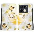 For Infinix Note 40 Pro 5G / 40 Pro 4G Crystal Texture Colored Drawing Leather Phone Case(Gold Butterfly Epiphyllum) - 1