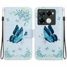 For Infinix Note 40 Pro 5G / 40 Pro 4G Crystal Texture Colored Drawing Leather Phone Case(Blue Pansies) - 1