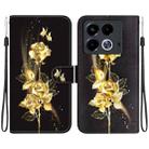 For Infinix Note 40 4G Crystal Texture Colored Drawing Leather Phone Case(Gold Butterfly Rose) - 1