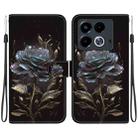 For Infinix Note 40 4G Crystal Texture Colored Drawing Leather Phone Case(Black Rose) - 1