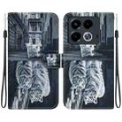 For Infinix Note 40 4G Crystal Texture Colored Drawing Leather Phone Case(Cat Tiger Reflection) - 1