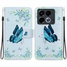 For Infinix Note 40 4G Crystal Texture Colored Drawing Leather Phone Case(Blue Pansies) - 1