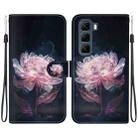 For Infinix Hot 50 4G Crystal Texture Colored Drawing Leather Phone Case(Purple Peony) - 1