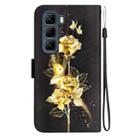 For Infinix Hot 50 4G Crystal Texture Colored Drawing Leather Phone Case(Gold Butterfly Rose) - 3