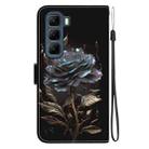 For Infinix Hot 50 4G Crystal Texture Colored Drawing Leather Phone Case(Black Rose) - 3