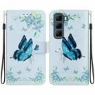 For Infinix Hot 50 4G Crystal Texture Colored Drawing Leather Phone Case(Blue Pansies) - 1