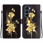 For Infinix Hot 50 5G Crystal Texture Colored Drawing Leather Phone Case(Gold Butterfly Rose) - 1