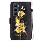 For Infinix Hot 50 5G Crystal Texture Colored Drawing Leather Phone Case(Gold Butterfly Rose) - 3