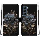 For Infinix Hot 50 5G Crystal Texture Colored Drawing Leather Phone Case(Black Rose) - 1