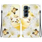 For Infinix Hot 50 5G Crystal Texture Colored Drawing Leather Phone Case(Gold Butterfly Epiphyllum) - 1