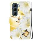 For Infinix Hot 50 5G Crystal Texture Colored Drawing Leather Phone Case(Gold Butterfly Epiphyllum) - 3