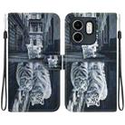 For Infinix Hot 50i / Smart 9 Crystal Texture Colored Drawing Leather Phone Case(Cat Tiger Reflection) - 1