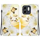 For Infinix Hot 50i / Smart 9 Crystal Texture Colored Drawing Leather Phone Case(Gold Butterfly Epiphyllum) - 1
