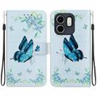 For Infinix Hot 50i / Smart 9 Crystal Texture Colored Drawing Leather Phone Case(Blue Pansies) - 1