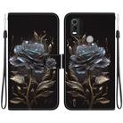 For Nokia C21 Plus Crystal Texture Colored Drawing Leather Phone Case(Black Rose) - 1