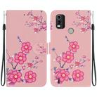 For Nokia C21 Plus Crystal Texture Colored Drawing Leather Phone Case(Cherry Blossoms) - 1