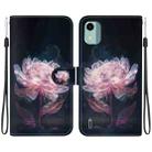 For Nokia C12 Crystal Texture Colored Drawing Leather Phone Case(Purple Peony) - 1