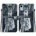 For Nokia C12 Crystal Texture Colored Drawing Leather Phone Case(Cat Tiger Reflection) - 1