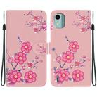 For Nokia C12 Crystal Texture Colored Drawing Leather Phone Case(Cherry Blossoms) - 1