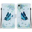 For Nokia C12 Crystal Texture Colored Drawing Leather Phone Case(Blue Pansies) - 1