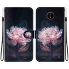 For Nokia C20 / C10 Crystal Texture Colored Drawing Leather Phone Case(Purple Peony) - 1
