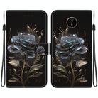 For Nokia C20 / C10 Crystal Texture Colored Drawing Leather Phone Case(Black Rose) - 1