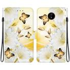 For Nokia C20 / C10 Crystal Texture Colored Drawing Leather Phone Case(Gold Butterfly Epiphyllum) - 1