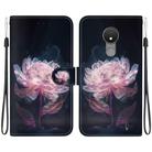 For Nokia C21 Crystal Texture Colored Drawing Leather Phone Case(Purple Peony) - 1